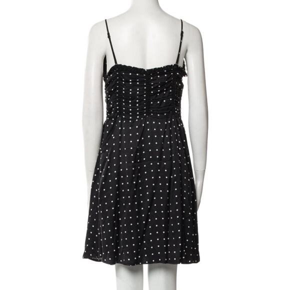 Maje Renota Black White Polka Dot Ruched Bodice Mini Dress 3 L - Picture 7 of 12